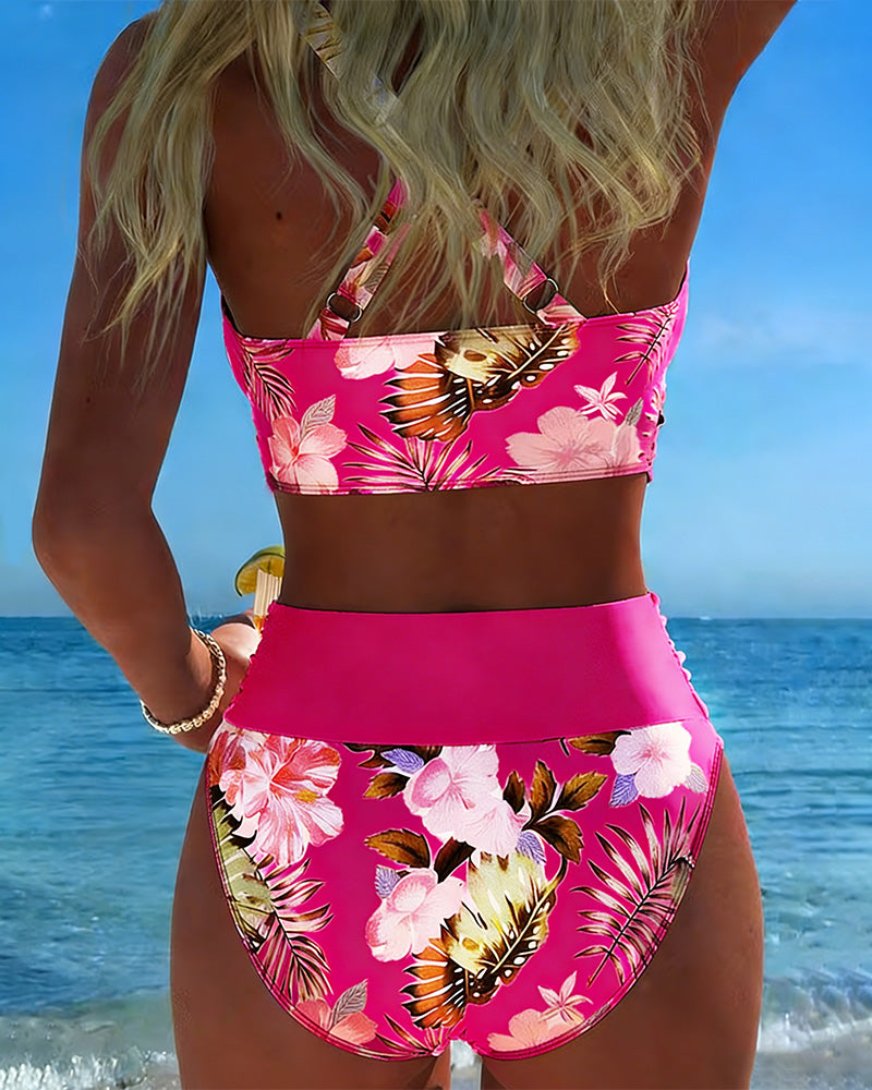 Cecily | Floral Contrast Bikini Set