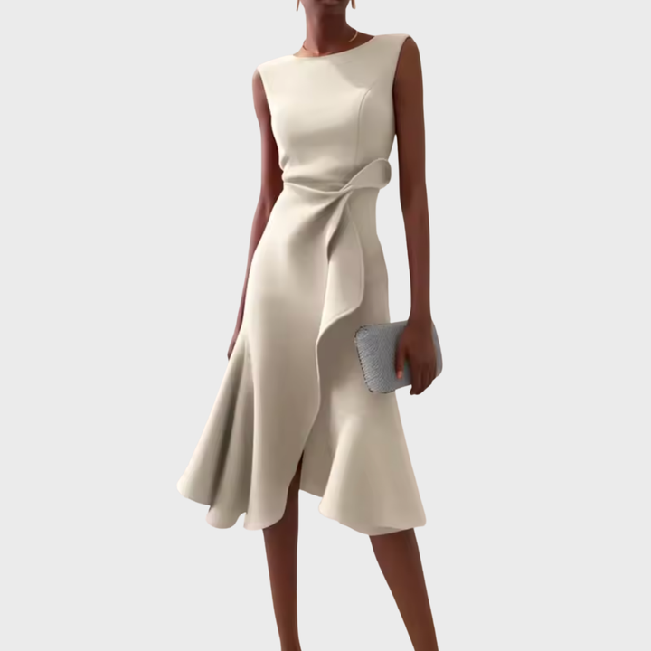 Grace | Draped Asymmetric Midi Dress