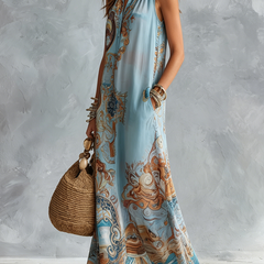 Rosemary | Baroque-Print Maxi Shirt Dress