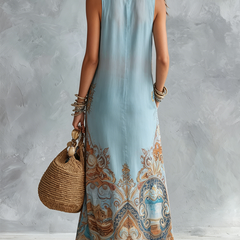 Rosemary | Baroque-Print Maxi Shirt Dress
