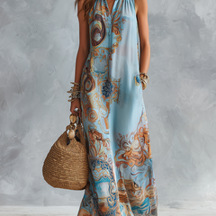 Rosemary | Baroque-Print Maxi Shirt Dress