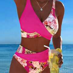 Cecily | Floral Contrast Bikini Set - Purple