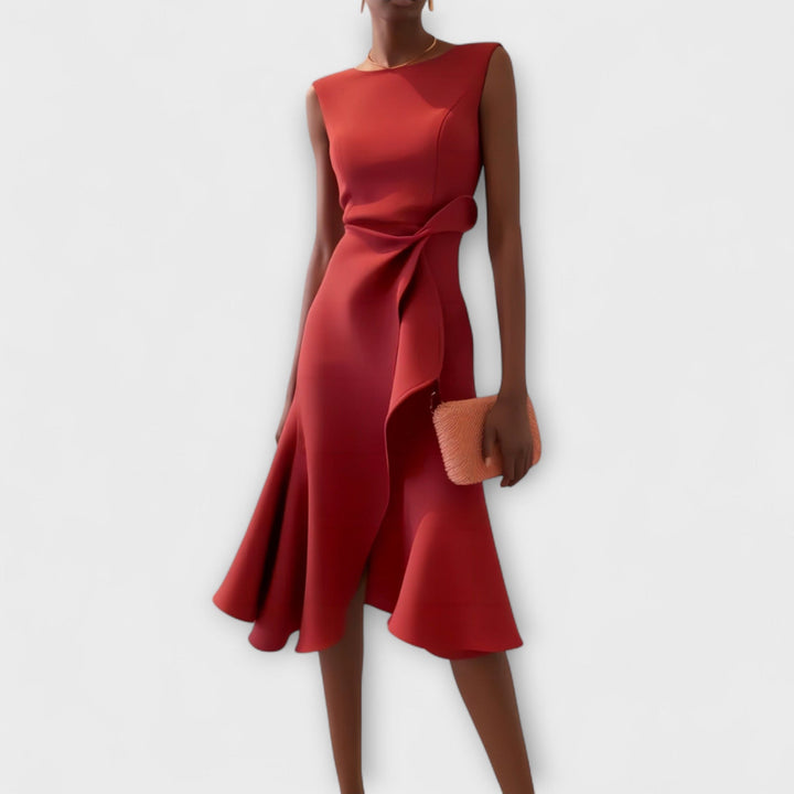 Grace | Draped Asymmetric Midi Dress