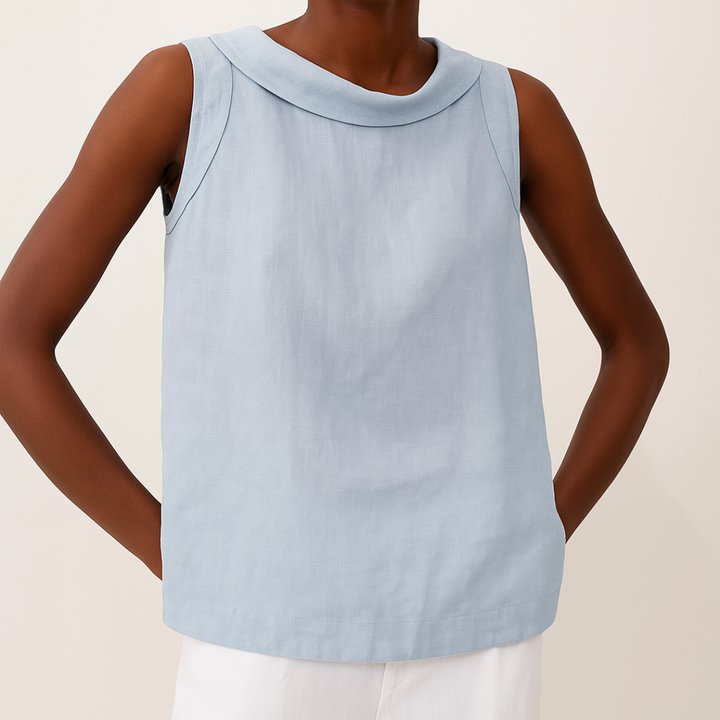 Kitty | Sleeveless Roll Collar Top