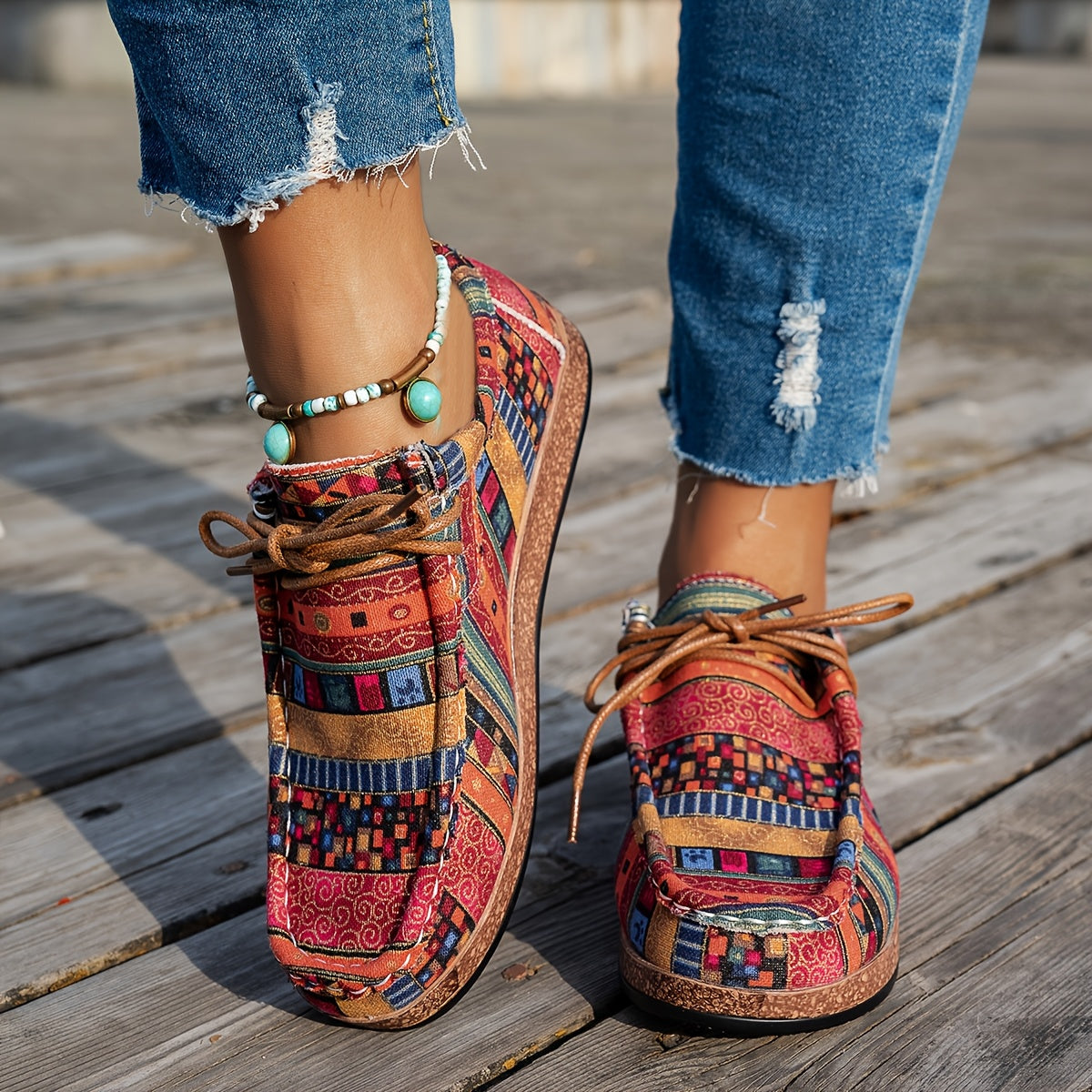 Prudence | Colourful Retro Lace-Up Shoes