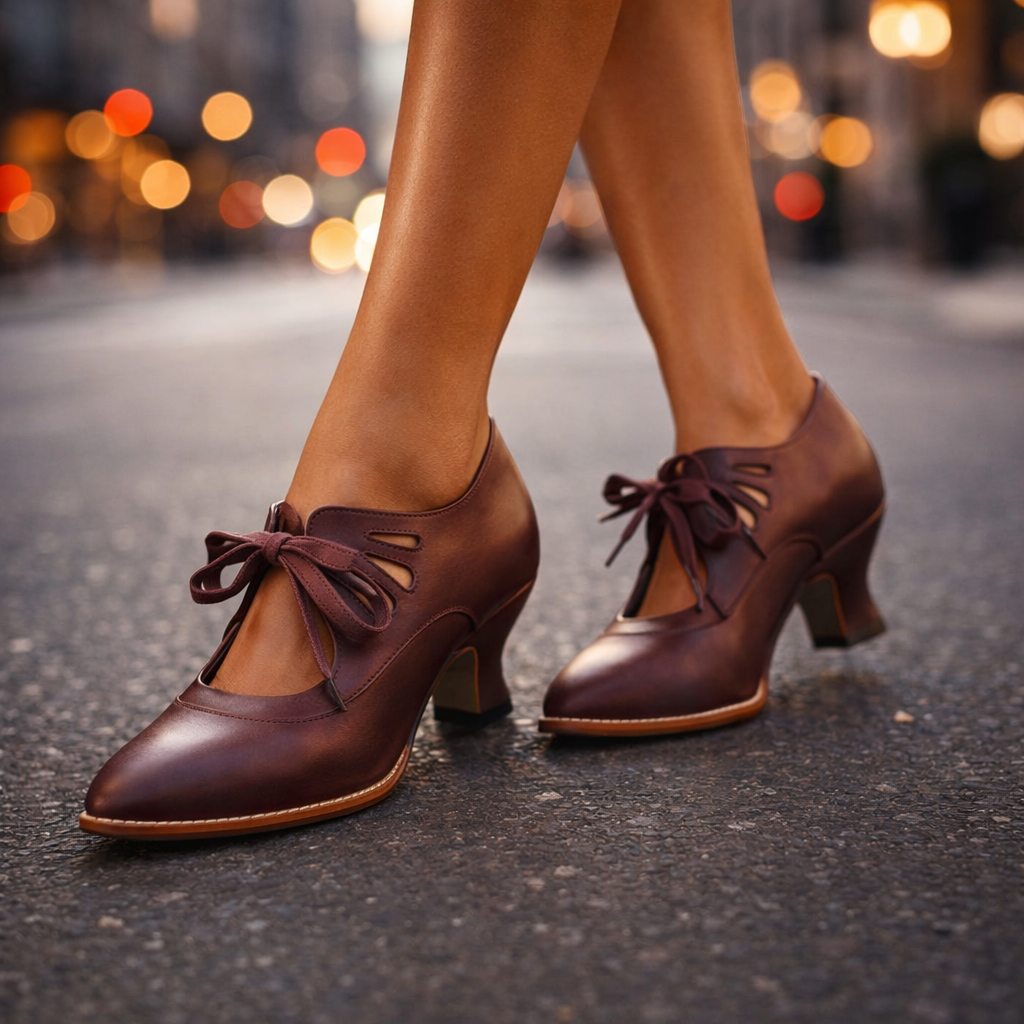 Camille Lace-Up Heels Red