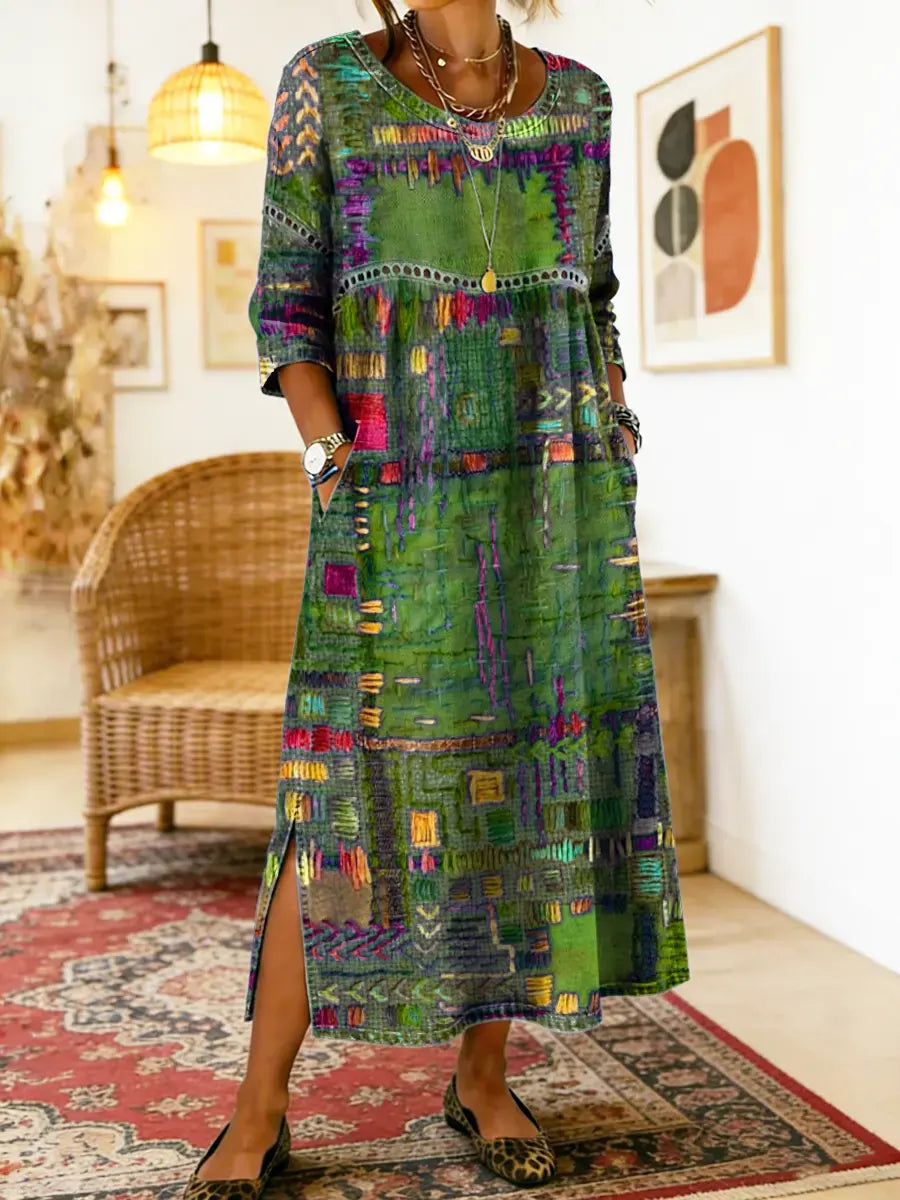 Edith | Ethnic Patchwork Dress - Multicolour