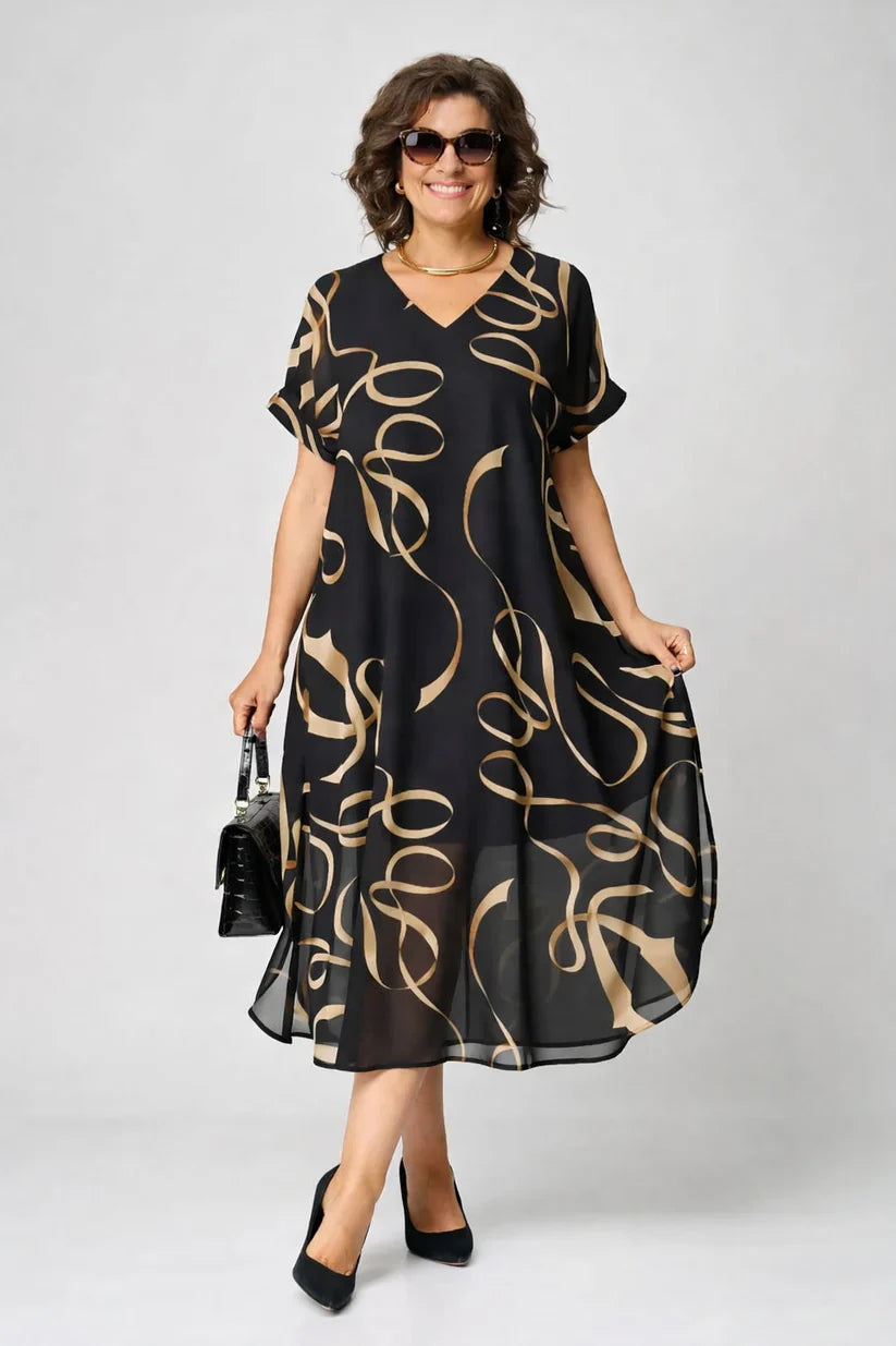 Beatrice | Cosy Elegant V-Neck Midi Dress