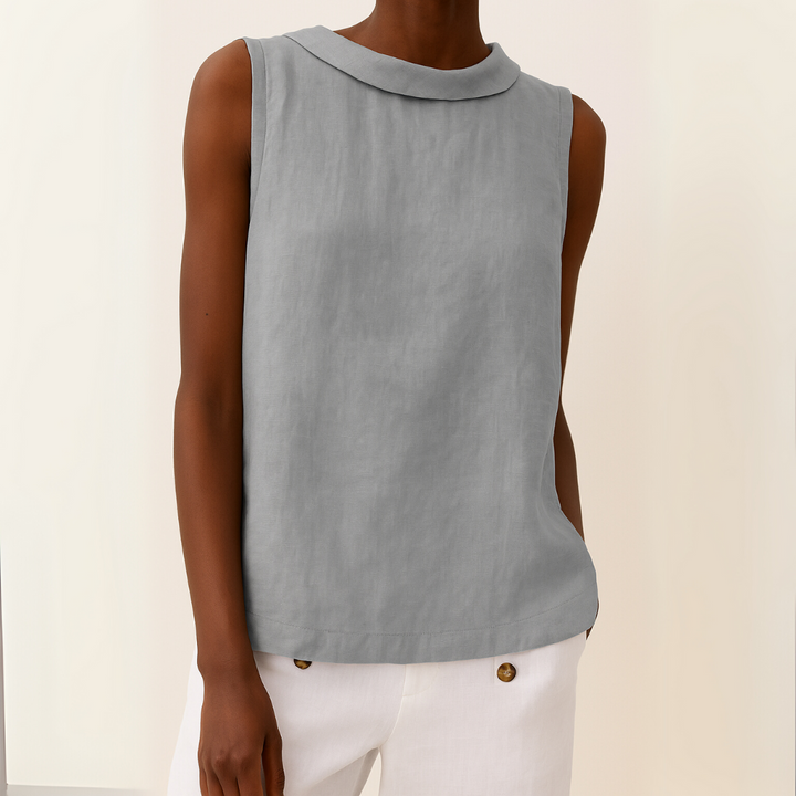 Kitty | Sleeveless Roll Collar Top