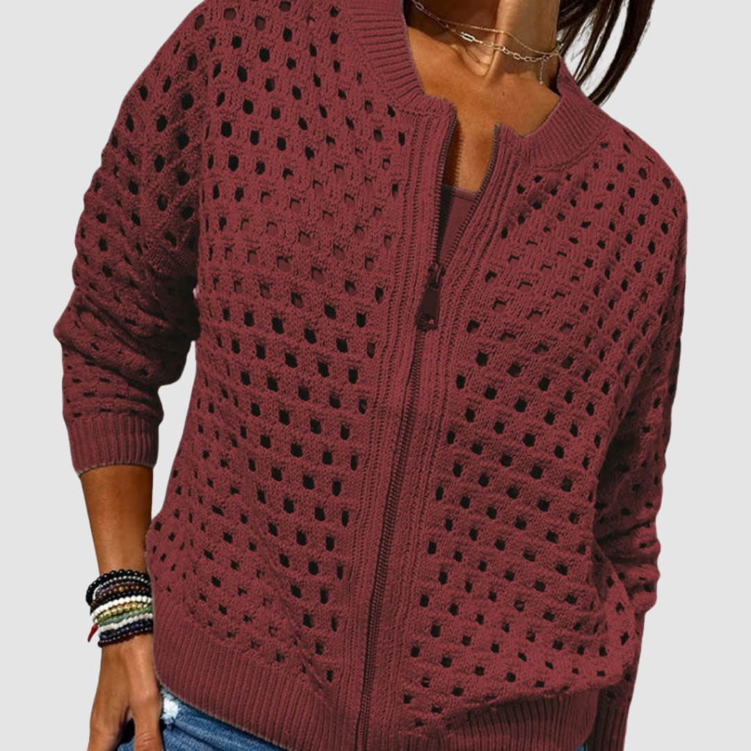 Frances Premium Knitted Cardigan - Burgundy