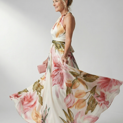 Marjorie | Halter Floral Maxi Dress