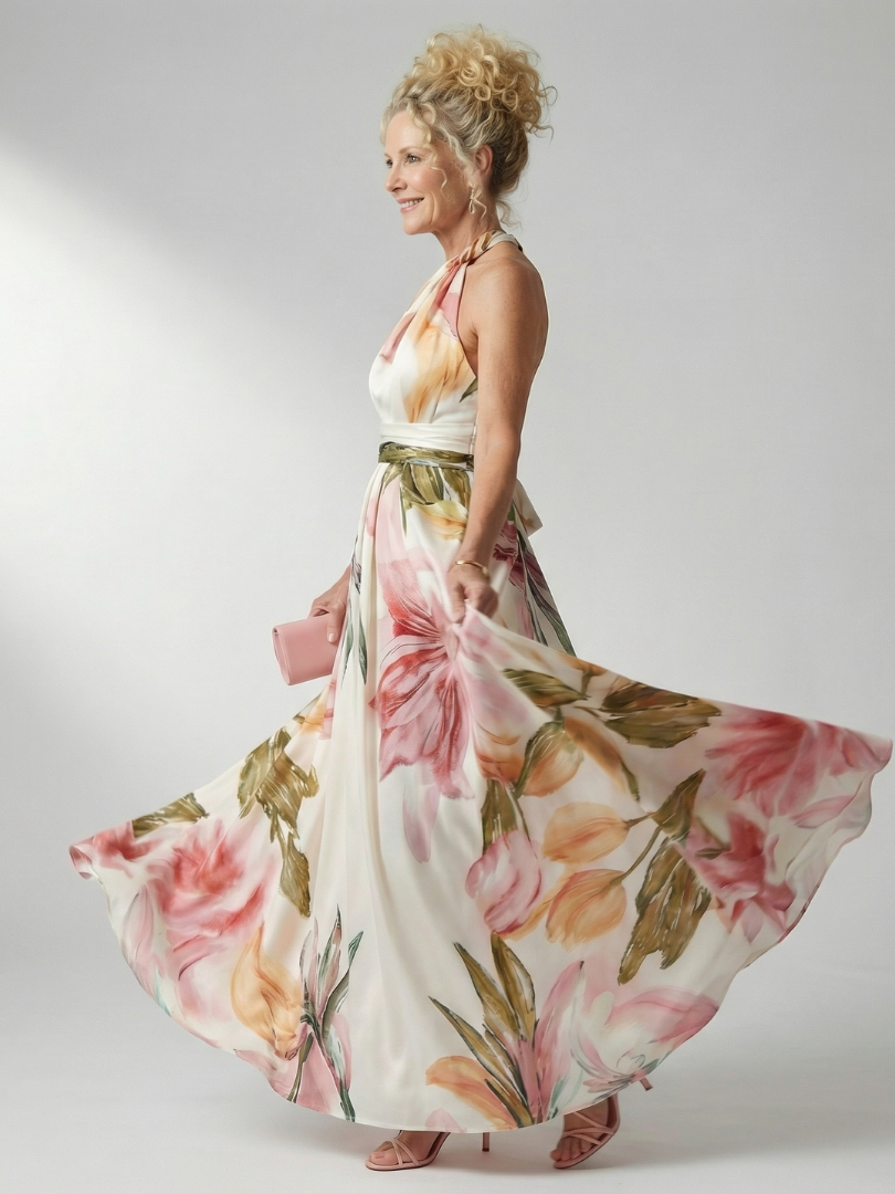 Marjorie | Halter Floral Maxi Dress
