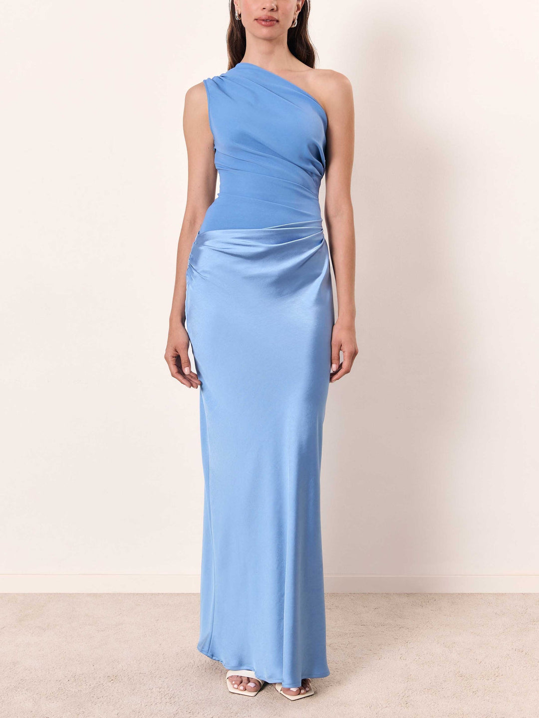 Bess | Elegant One Shoulder Neck Pleated Party Maxi Dress