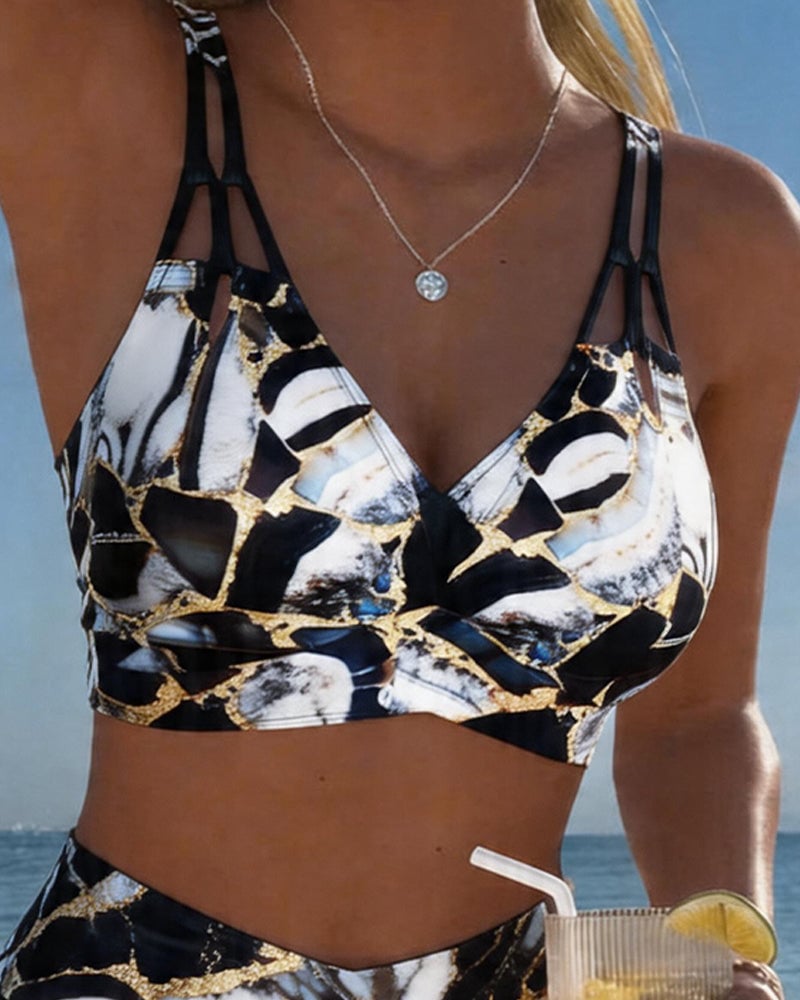 Norma | Marble Print Two-Piece Swimsuit