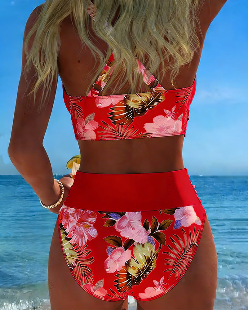 Cecily | Floral Contrast Bikini Set