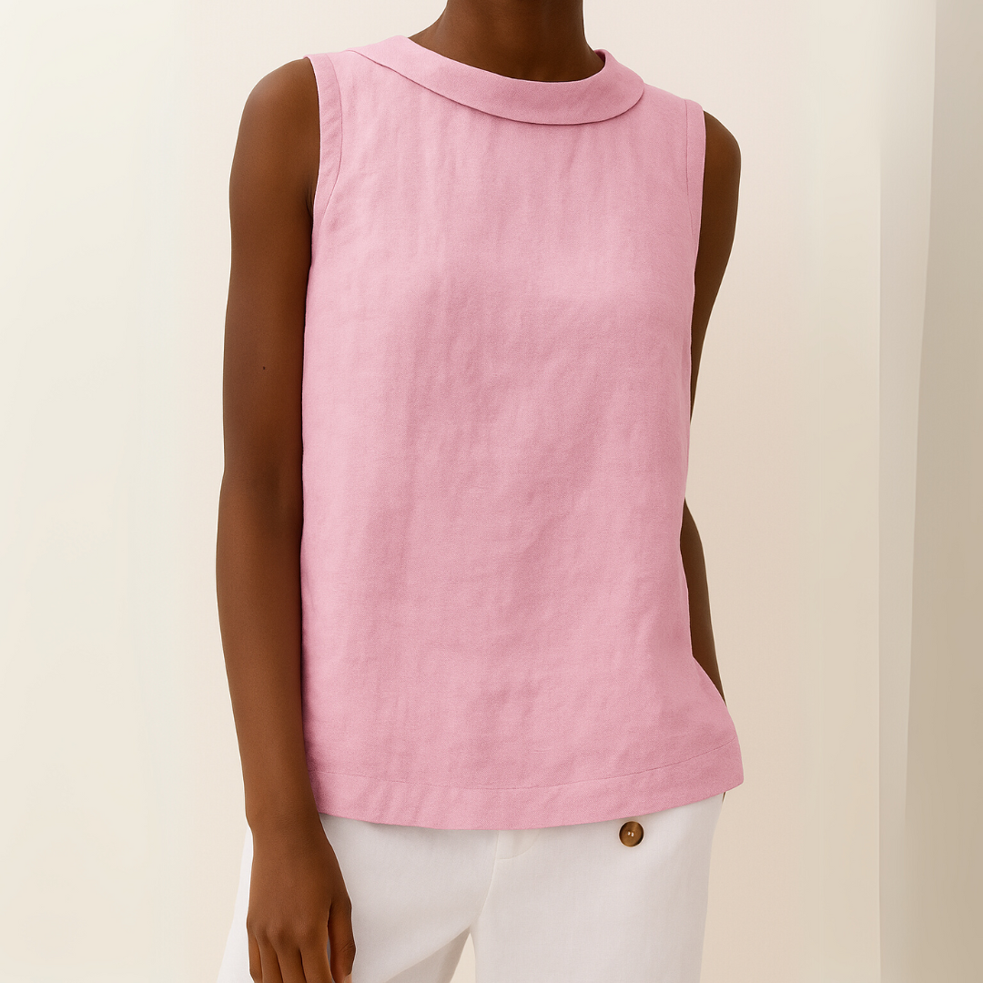 Kitty | Sleeveless Roll Collar Top