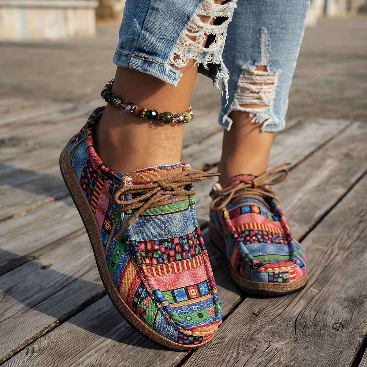 Prudence | Colourful Retro Lace-Up Shoes