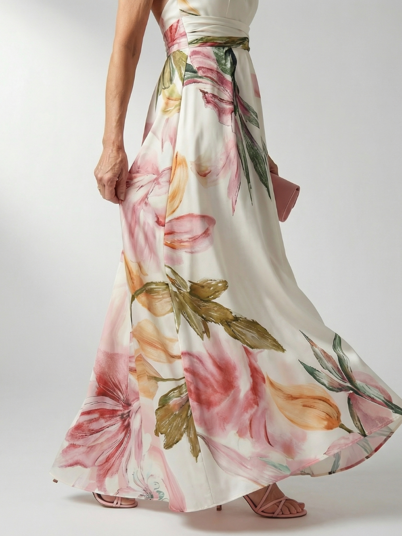 Marjorie | Halter Floral Maxi Dress