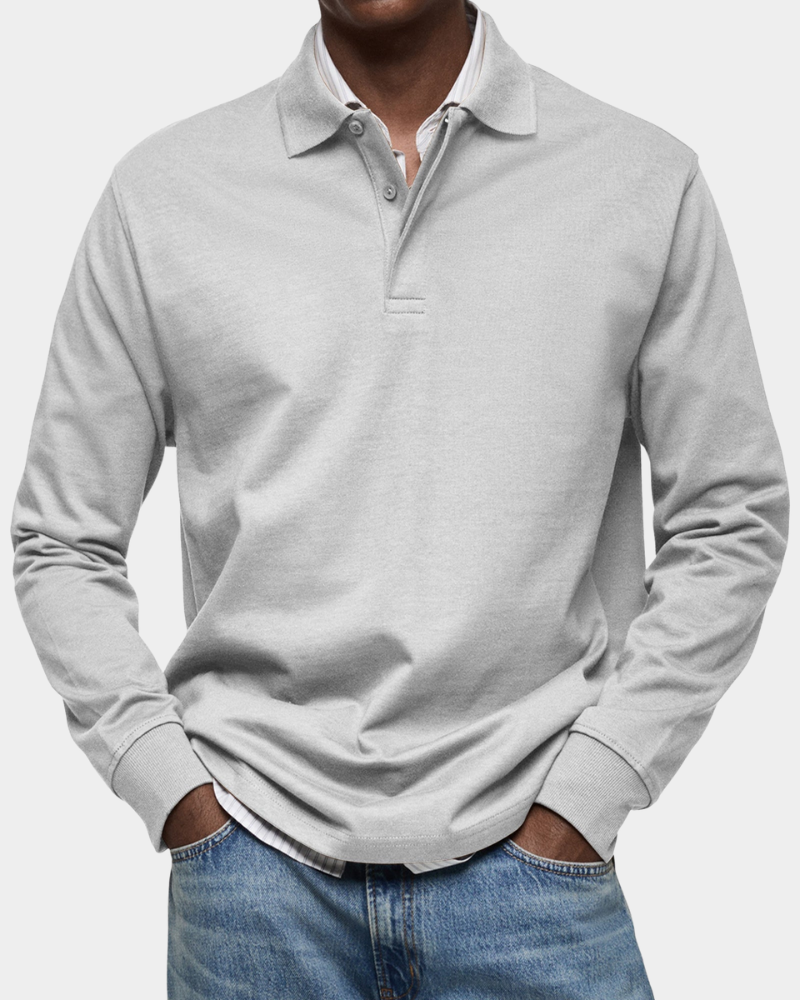 Clive | Classic Long Sleeve Polo Shirt - White