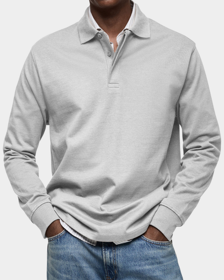 Clive | Classic Long Sleeve Polo Shirt - White