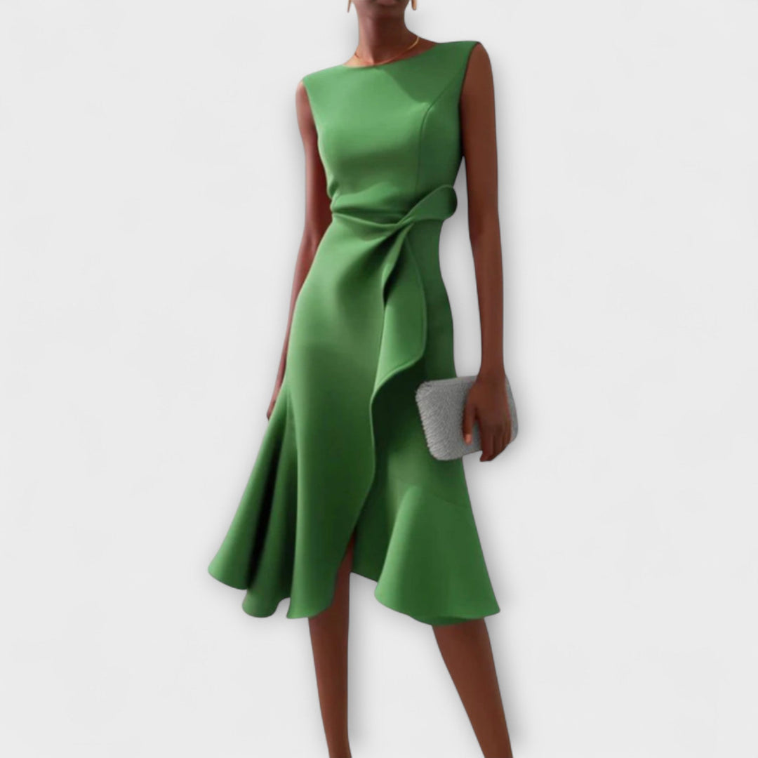 Grace | Draped Asymmetric Midi Dress
