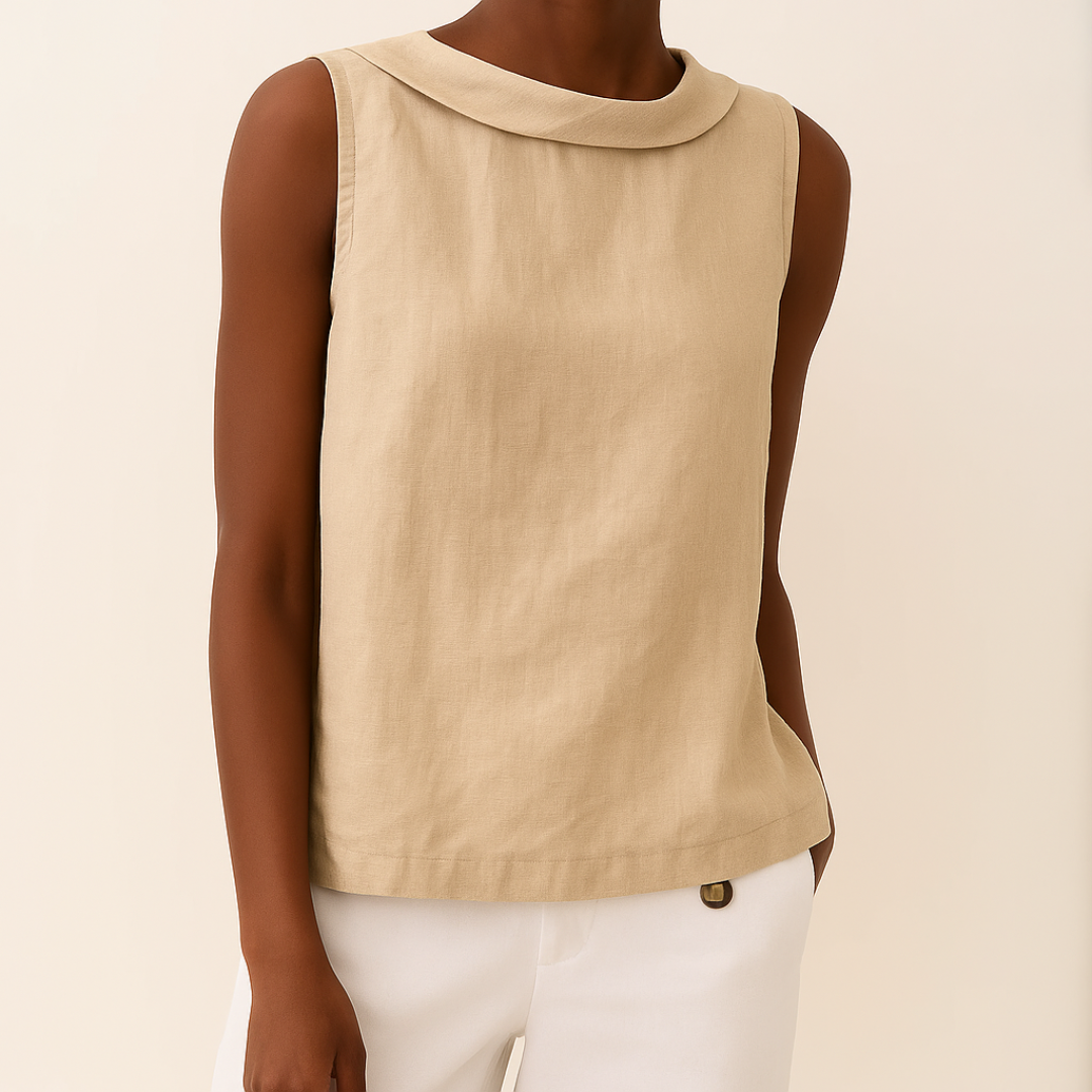 Kitty | Sleeveless Roll Collar Top