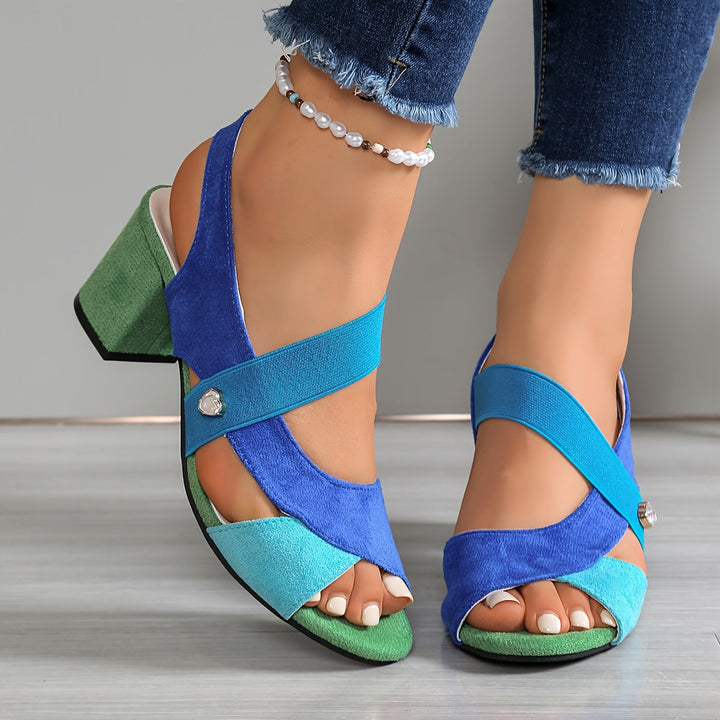 Audrey Orthopedic Comfort Block Heels - Sky Blue