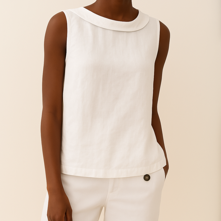 Kitty | Sleeveless Roll Collar Top