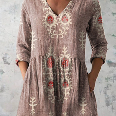 Gladys | Long V-Neck Blouse - Pink