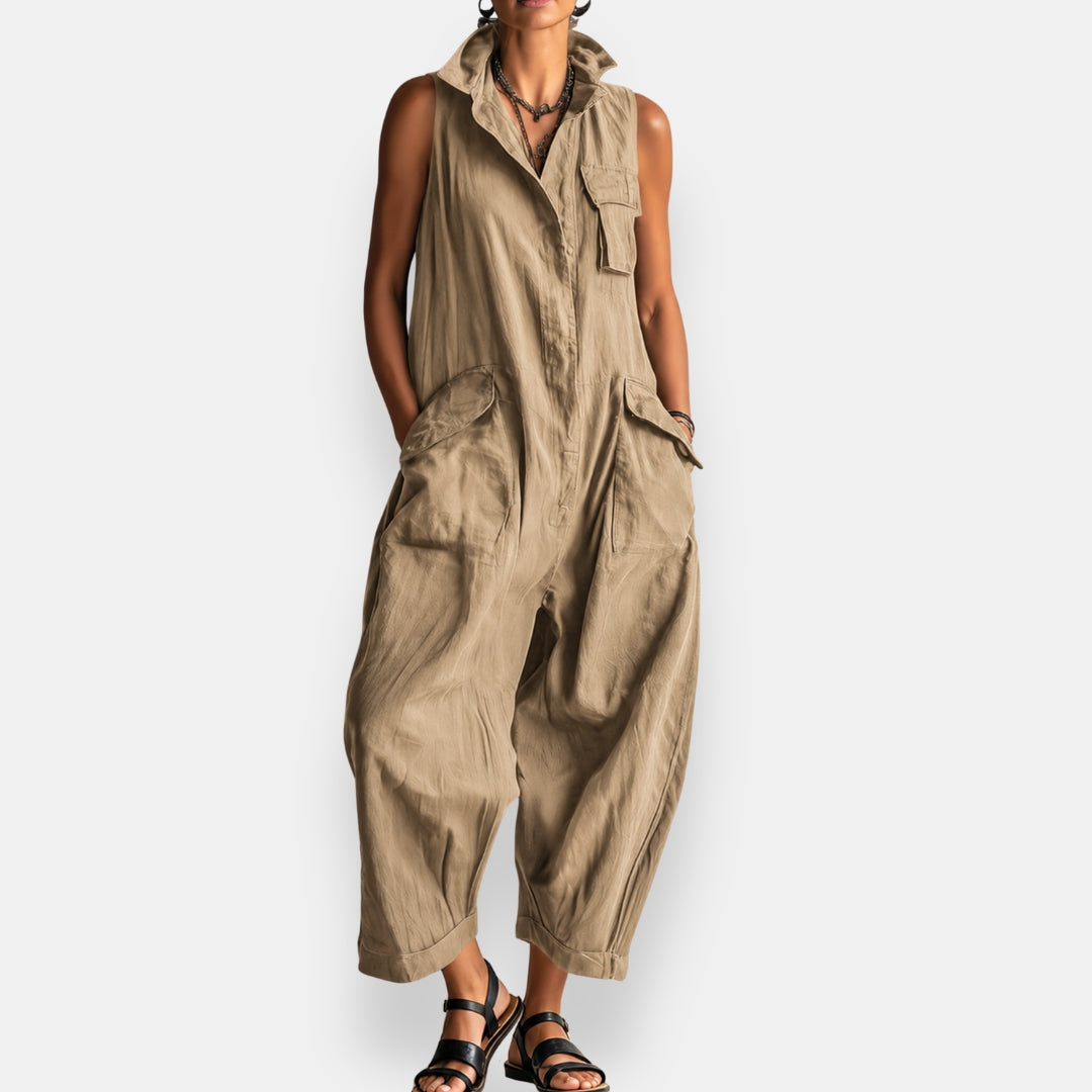 Harriet Sleeveless Jumpsuit Khaki