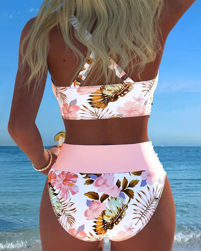 Cecily | Floral Contrast Bikini Set