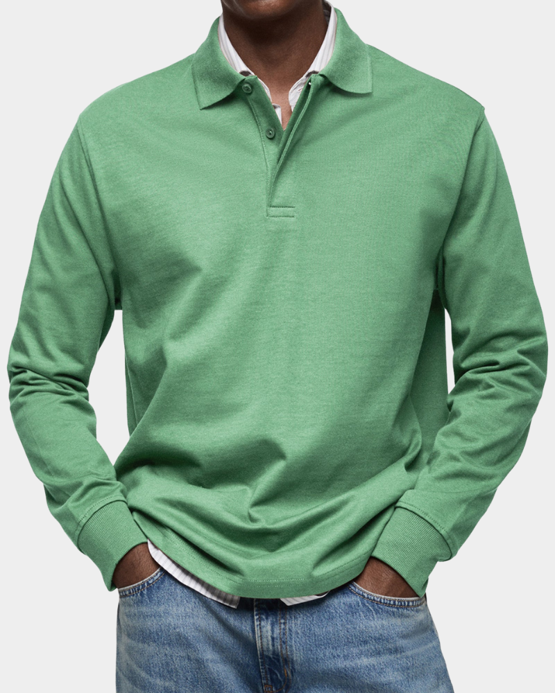 Clive | Classic Long Sleeve Polo Shirt - Green