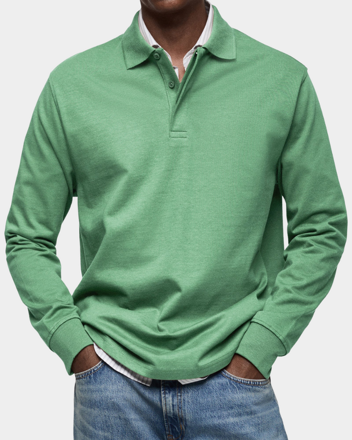 Clive | Classic Long Sleeve Polo Shirt - Green
