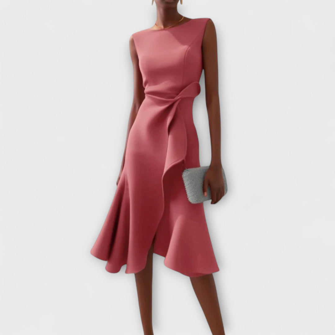 Grace | Draped Asymmetric Midi Dress