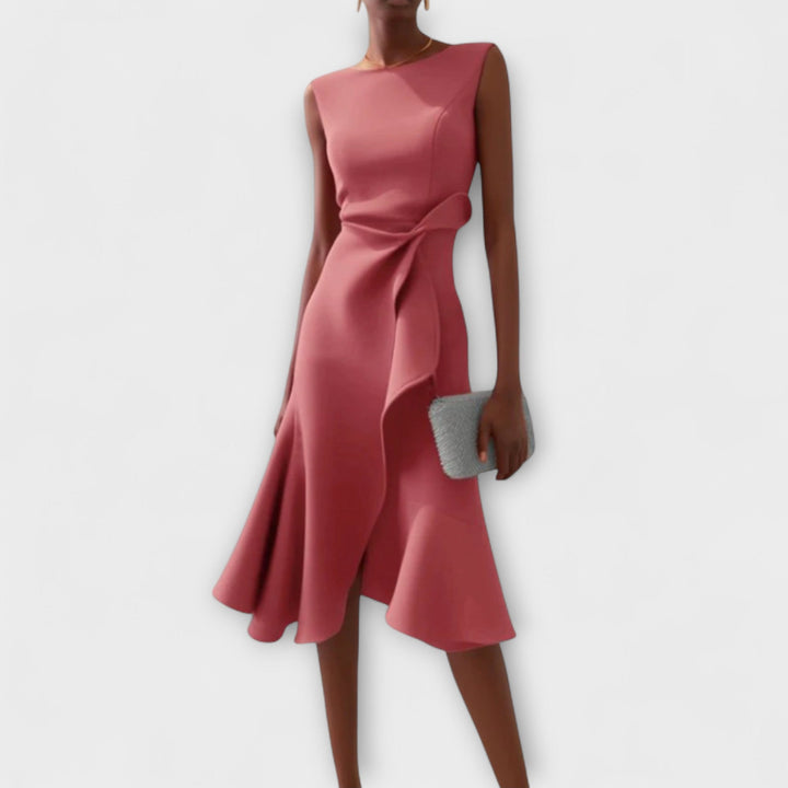 Grace | Draped Asymmetric Midi Dress