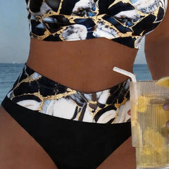 Norma | Marble Print Two-Piece Swimsuit