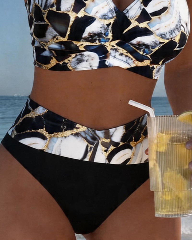 Norma | Marble Print Two-Piece Swimsuit