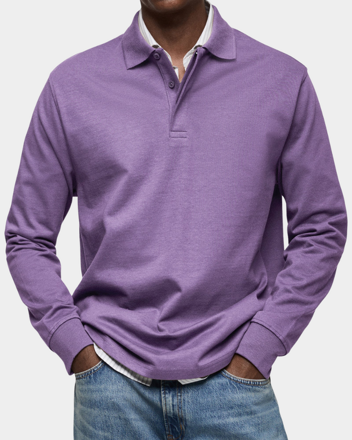 Clive | Classic Long Sleeve Polo Shirt - Purple