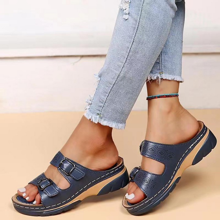 Beatrice | Double Buckle Comfort Sliders