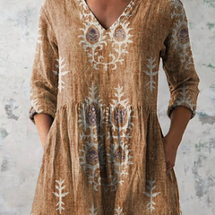 Gladys | Long V-Neck Blouse - Yellow