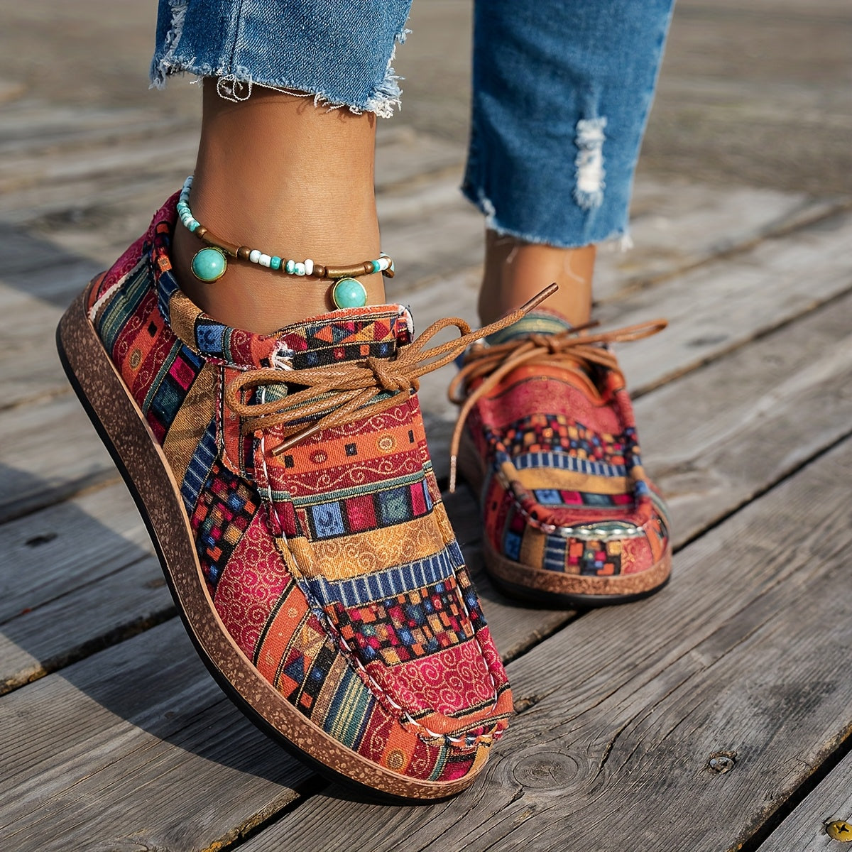 Prudence | Colourful Retro Lace-Up Shoes