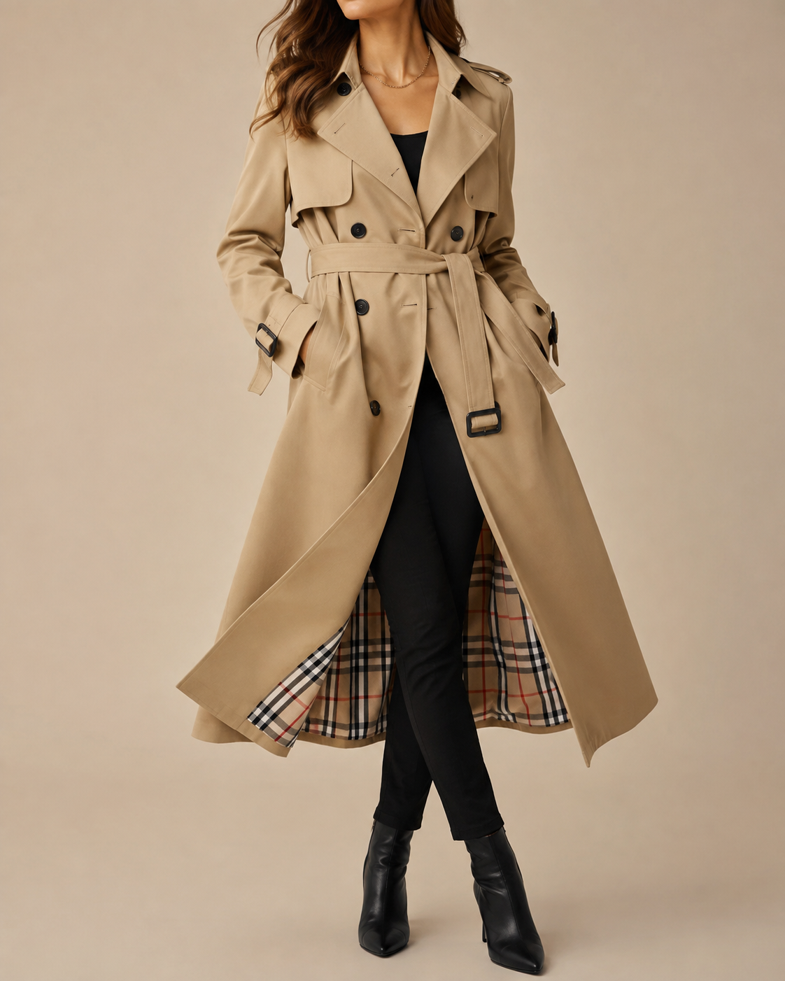 Women's Classic Double-Breasted Trench Coat