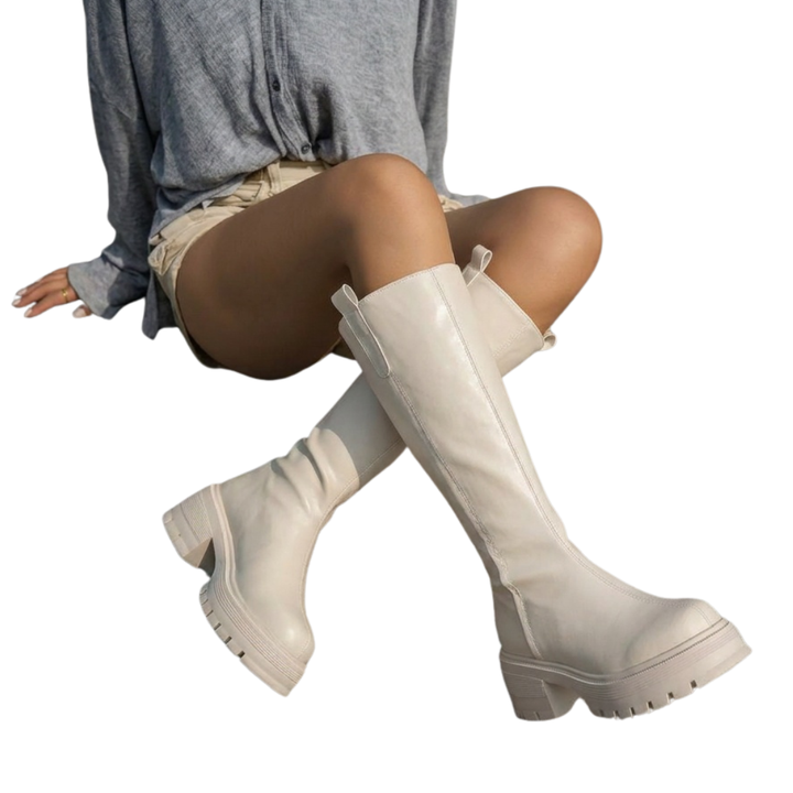 Constance | Fleece-Lined Tall Shaft Bootie - Beige