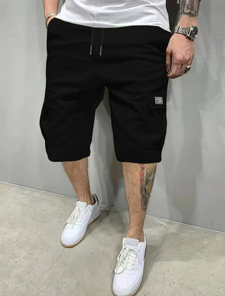 Brian | Elasticated Cargo Shorts - Black