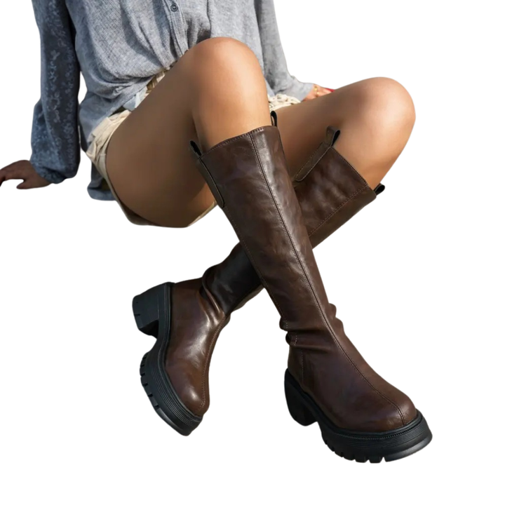 Constance | Fleece-Lined Tall Shaft Bootie - Brown