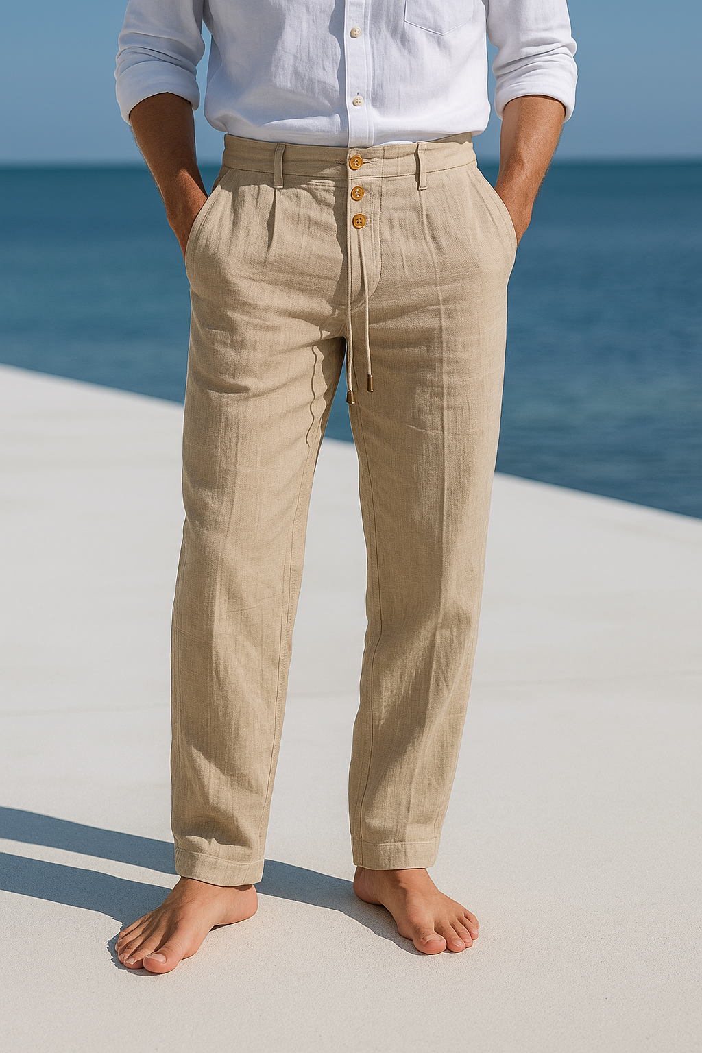 Malcolm | Lightweight Summer Trousers - Khaki