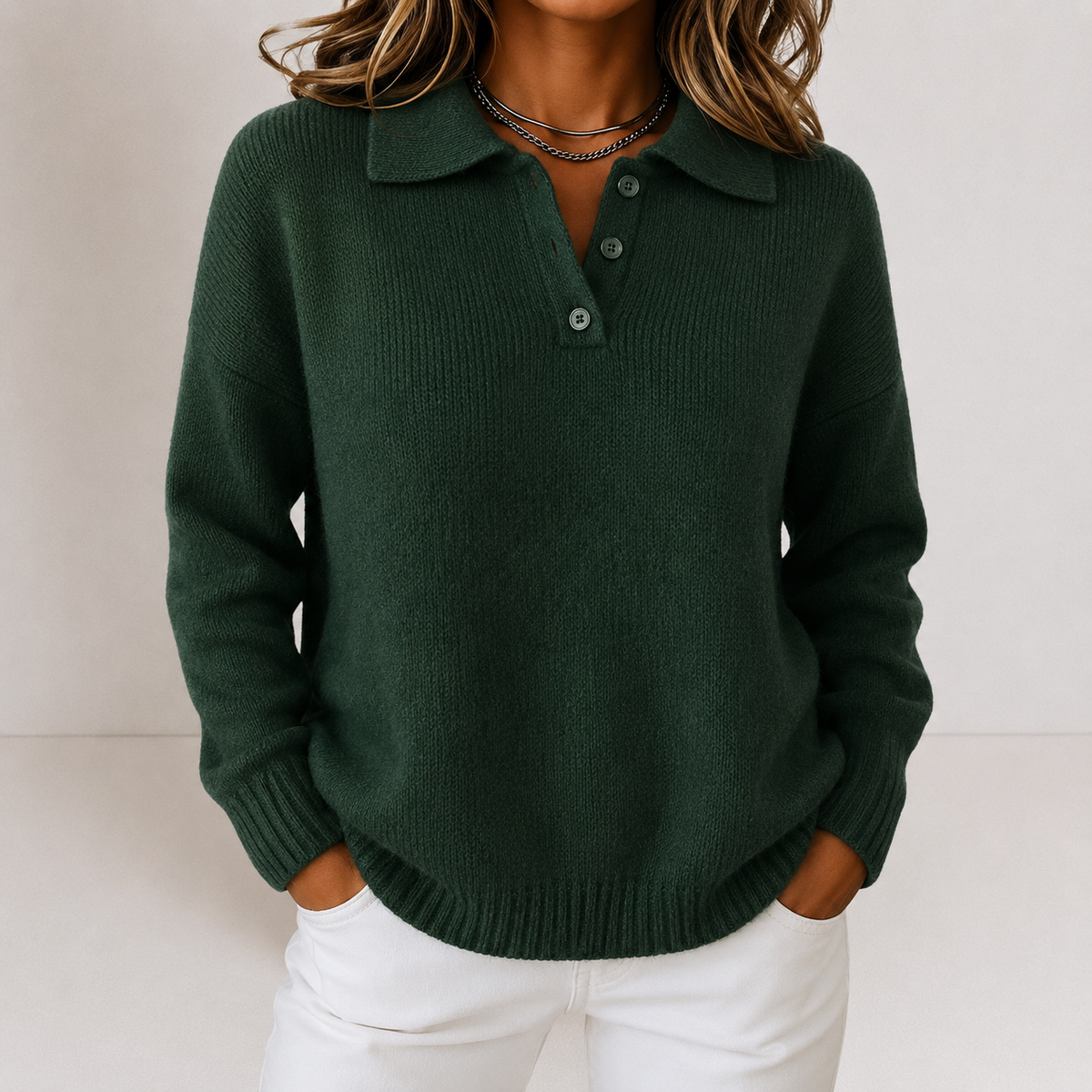 The Polo Collar Button Knit