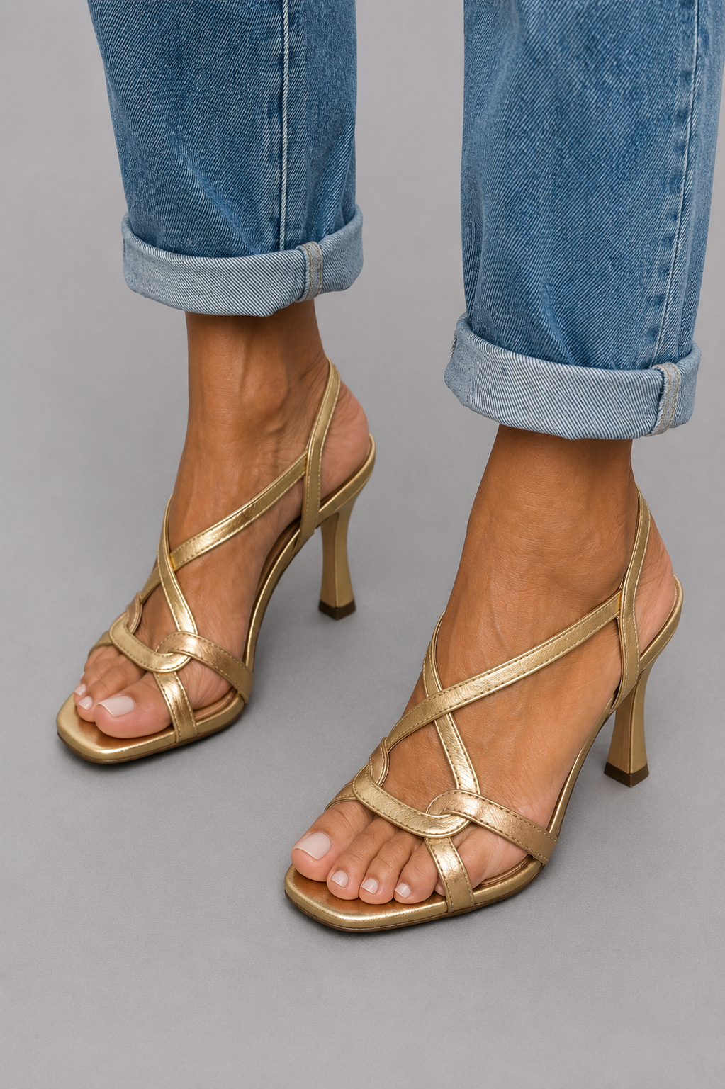 Cordelia Golden Strappy Heeled Sandals
