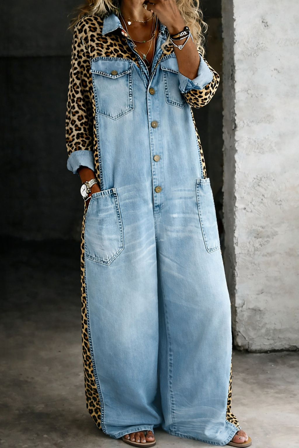 Hilda | Shirt-Style Everyday Jumpsuit - Blue