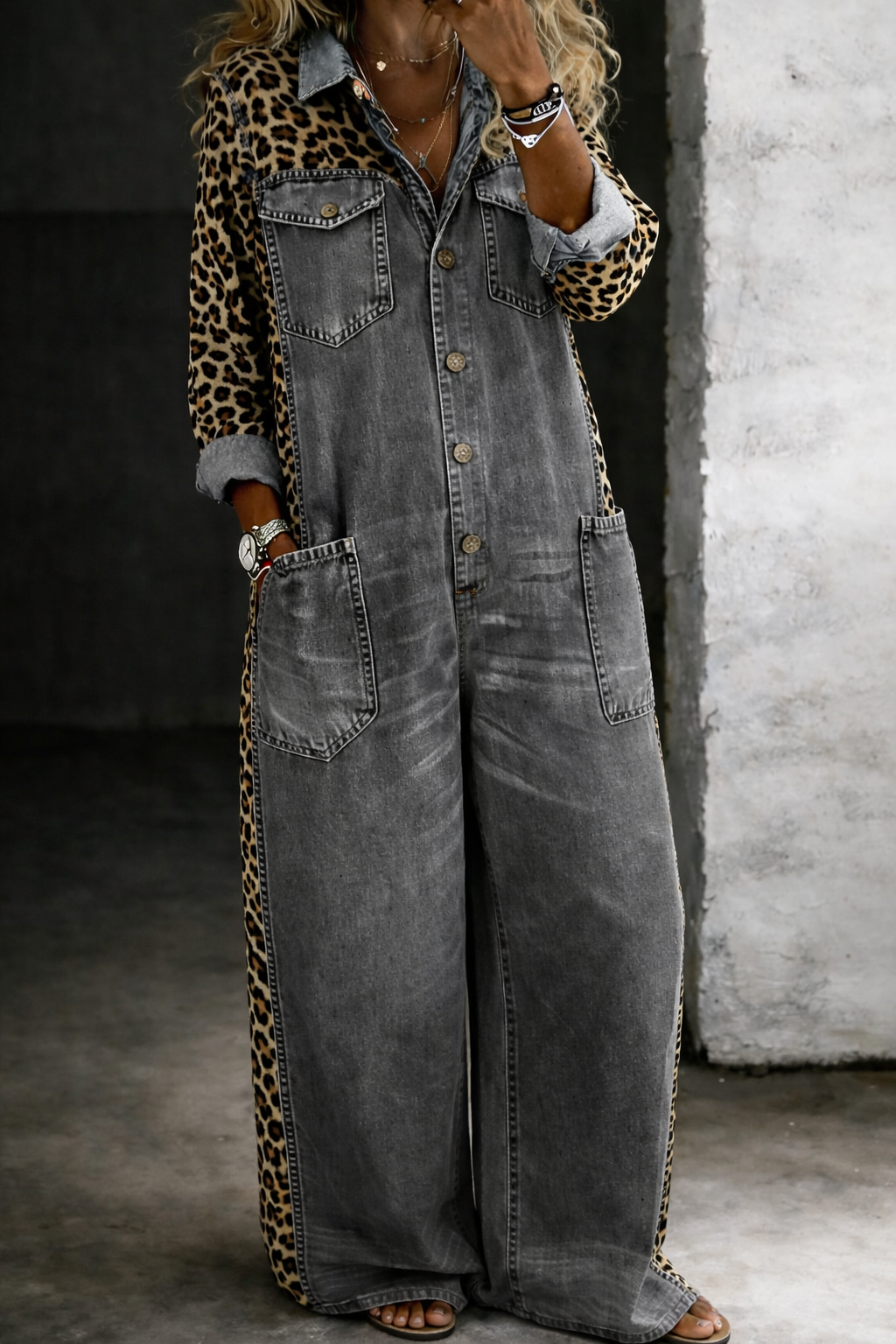 Hilda | Shirt-Style Everyday Jumpsuit - Grey